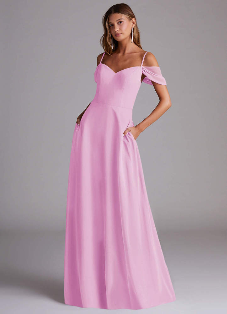 elyessen Marley Dusty Blue A-Line Off the Shoulder Chiffon Convertible Dress 4
