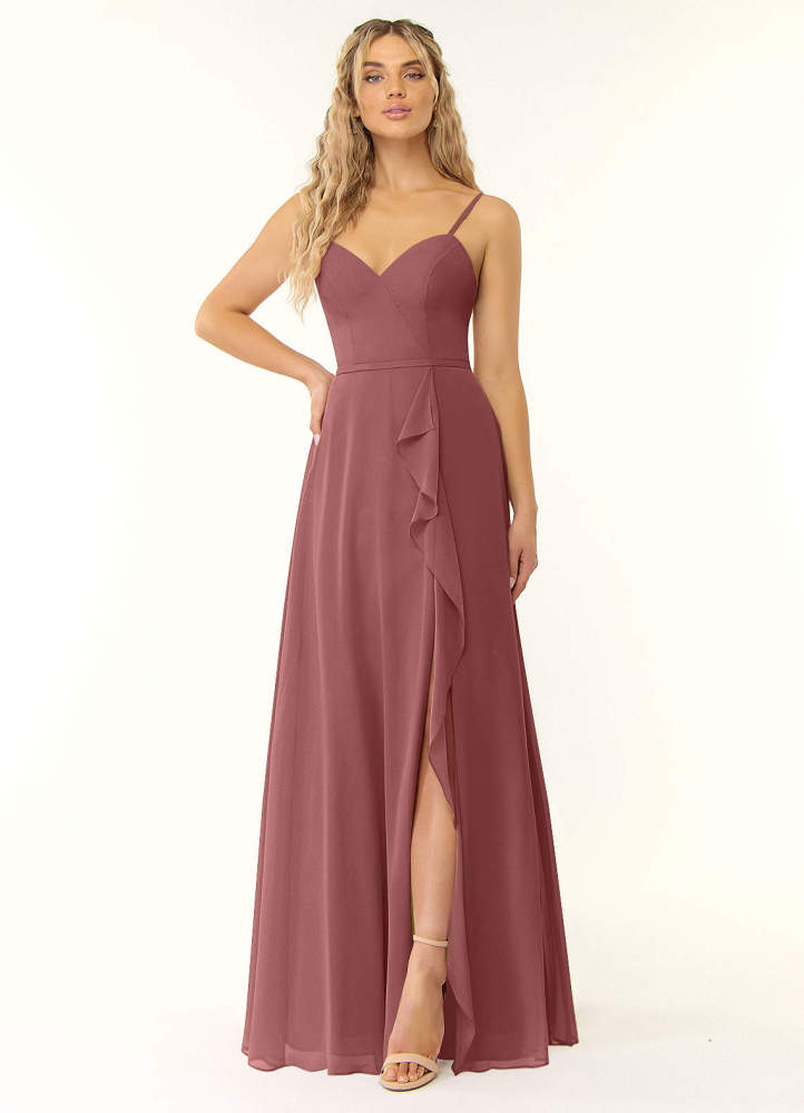 elyessen Naeem Dusty Blue A-Line V-Neck Ruffle Chiffon Dress 5