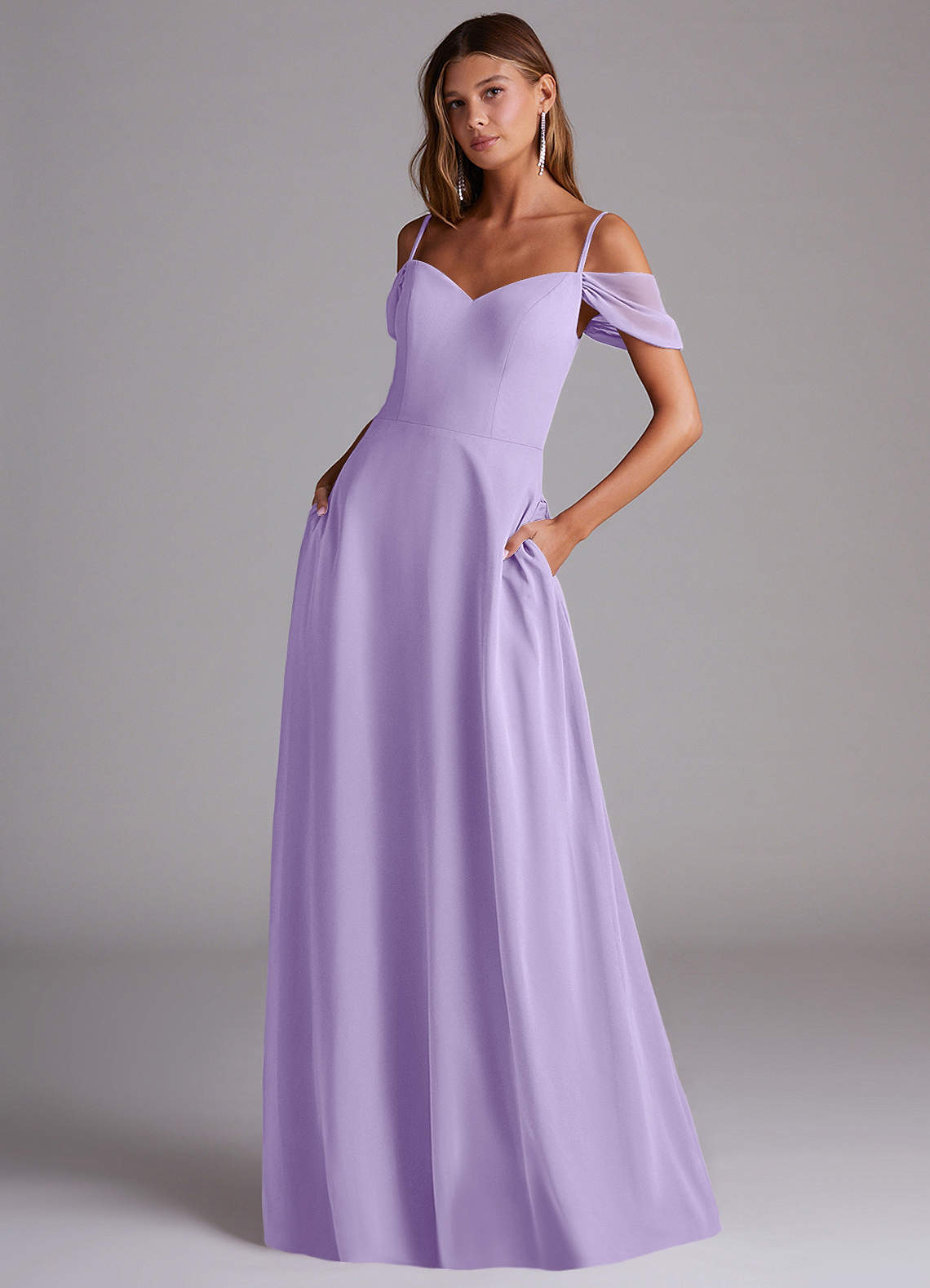 elyessen Marley Dusty Blue A-Line Off the Shoulder Chiffon Convertible Dress 5