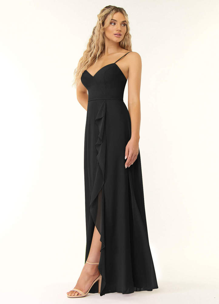 elyessen Naeem Dusty Blue A-Line V-Neck Ruffle Chiffon Dress 7