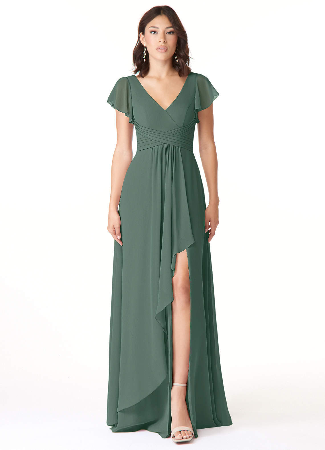 elyessen Omari Dusty Blue A-Line Chiffon Dress 1