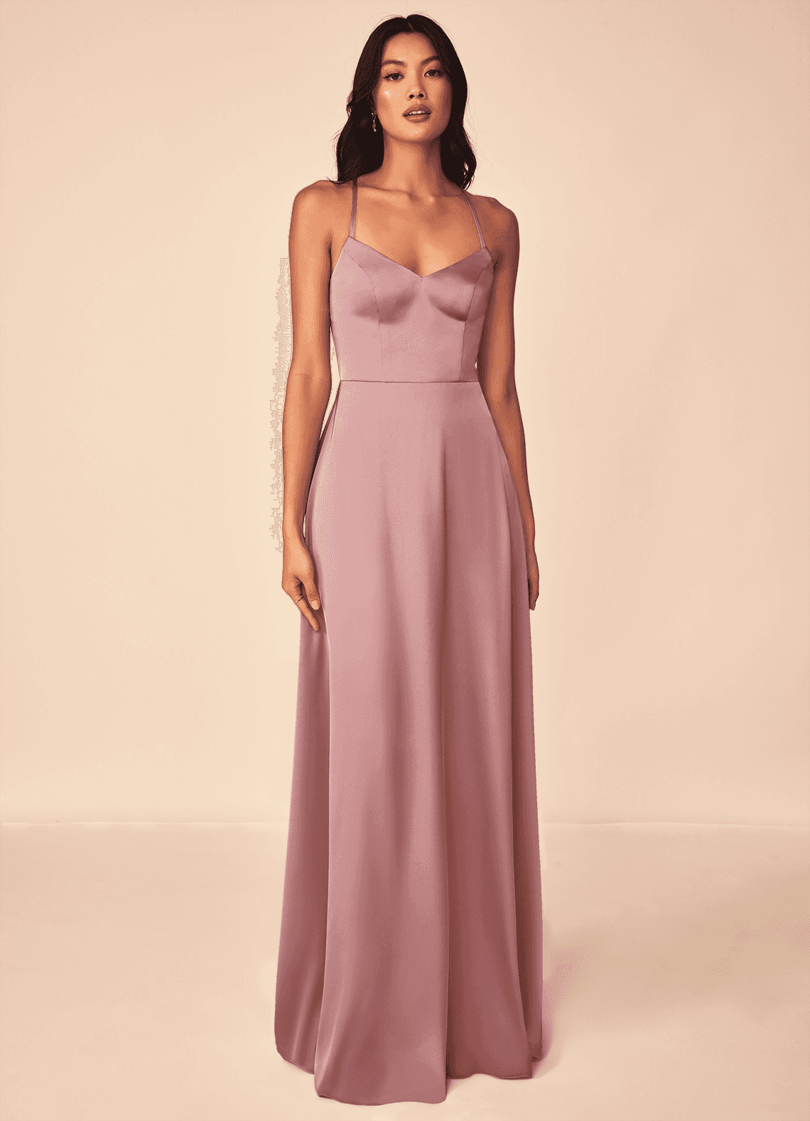 elyessen Mei Black A-Line V-Neck Stretch Satin Dress 4