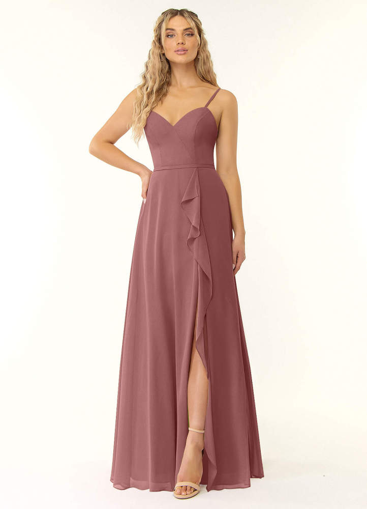 elyessen Naeem Dusty Blue A-Line V-Neck Ruffle Chiffon Dress 5