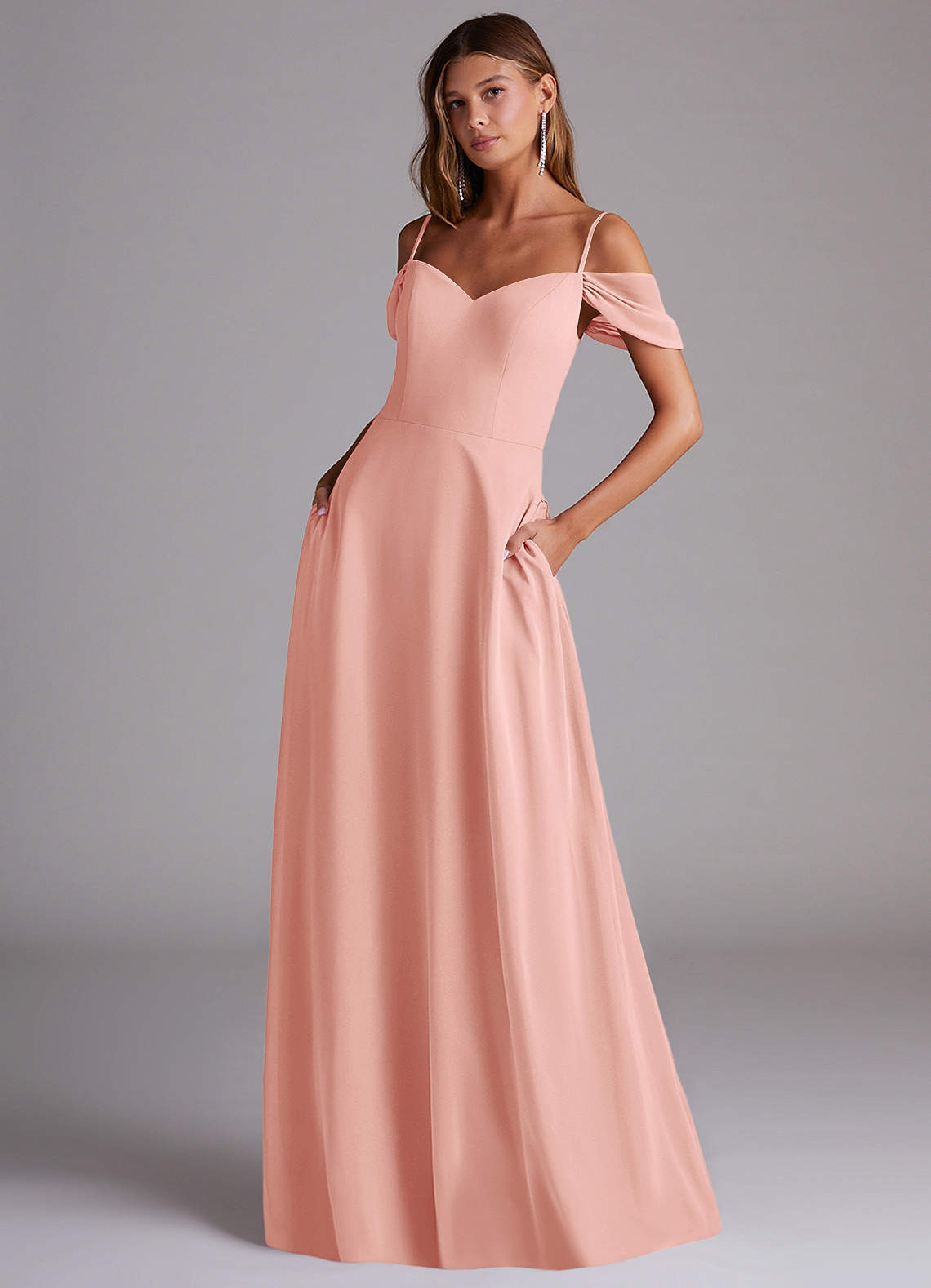 elyessen Marley Dusty Blue A-Line Off the Shoulder Chiffon Convertible Dress 4