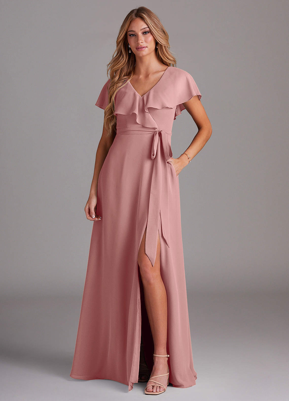 elyessen Lainey Sky Blue A-Line with Pockets Chiffon Dress 4