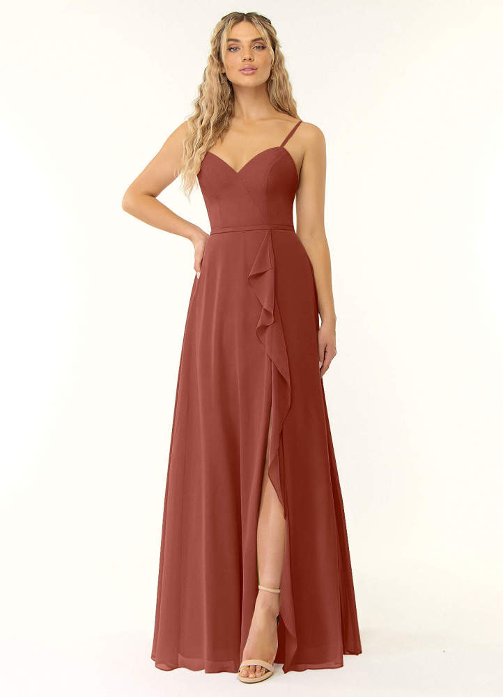 elyessen Naeem Dusty Blue A-Line V-Neck Ruffle Chiffon Dress 6
