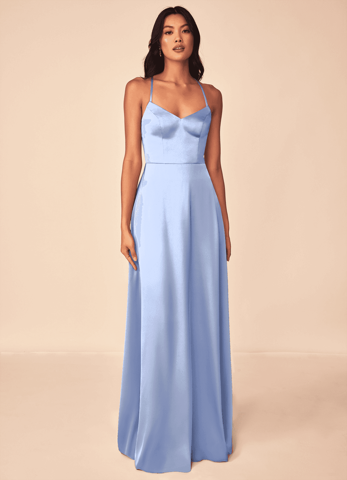 elyessen Mei Black A-Line V-Neck Stretch Satin Dress 2