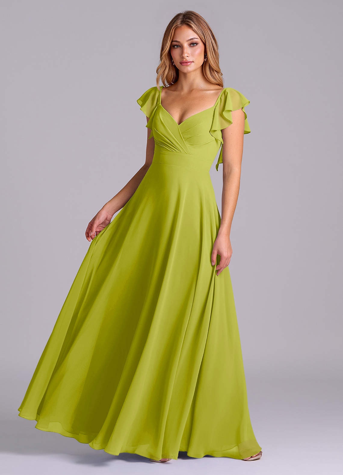 elyessen Leilani Sky Blue A-Line Pleated Chiffon Dress 2
