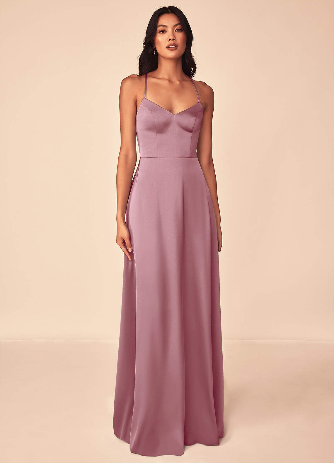 elyessen Mei Black A-Line V-Neck Stretch Satin Dress 4