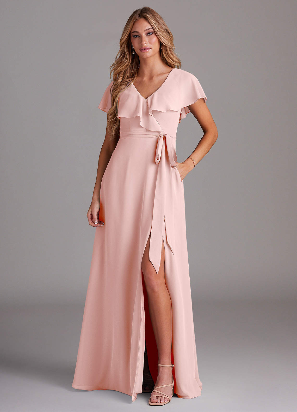 elyessen Lainey Sky Blue A-Line with Pockets Chiffon Dress 4
