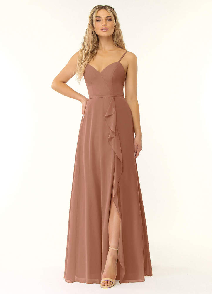 elyessen Naeem Dusty Blue A-Line V-Neck Ruffle Chiffon Dress 6