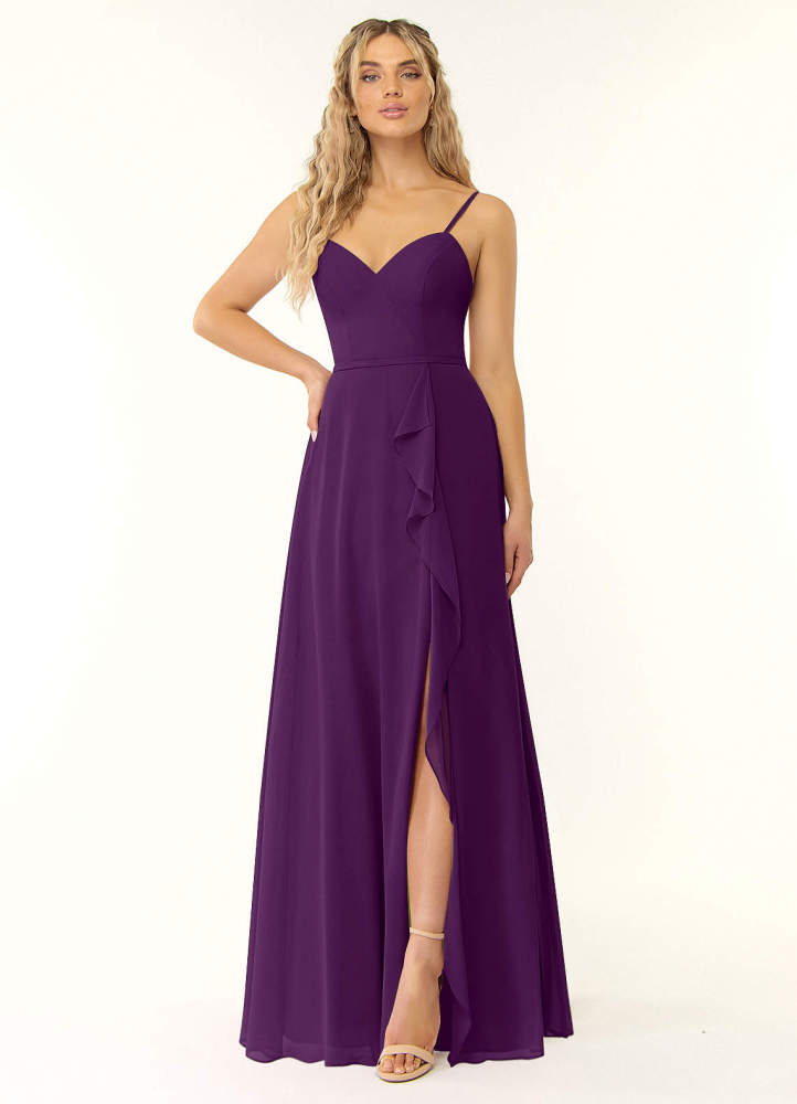 elyessen Naeem Dusty Blue A-Line V-Neck Ruffle Chiffon Dress 5