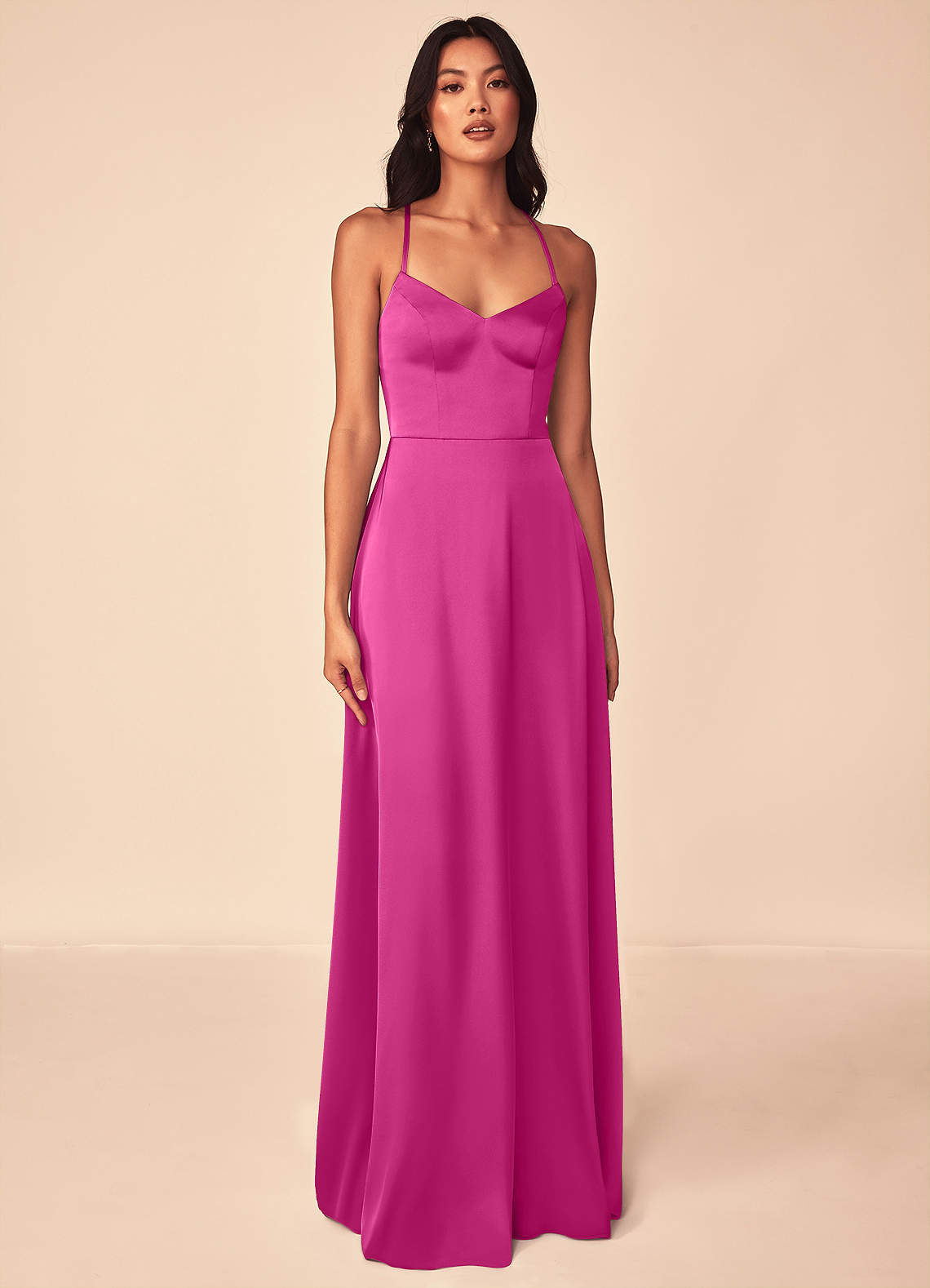 elyessen Mei Black A-Line V-Neck Stretch Satin Dress 4