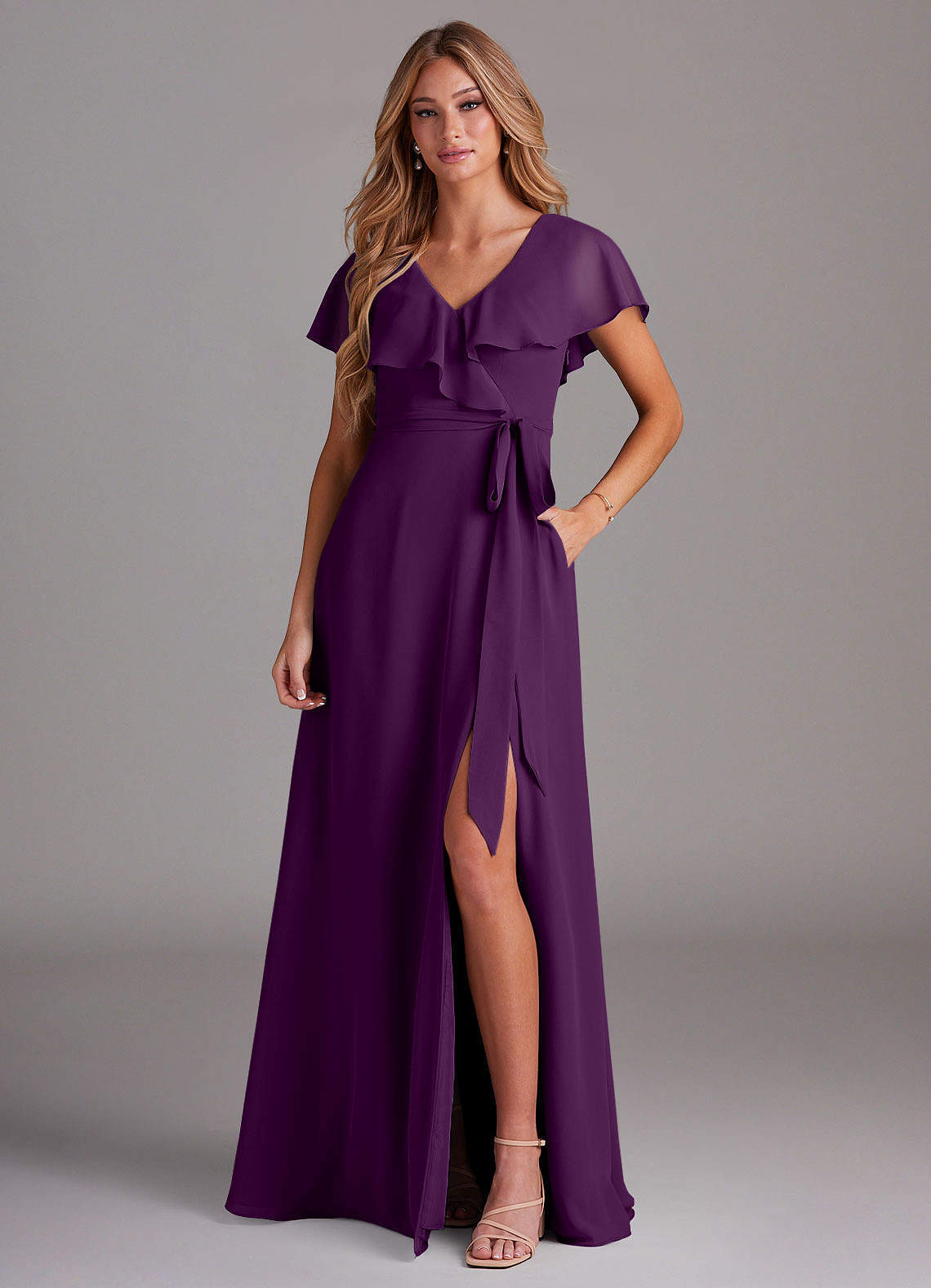 elyessen Lainey Sky Blue A-Line with Pockets Chiffon Dress 5
