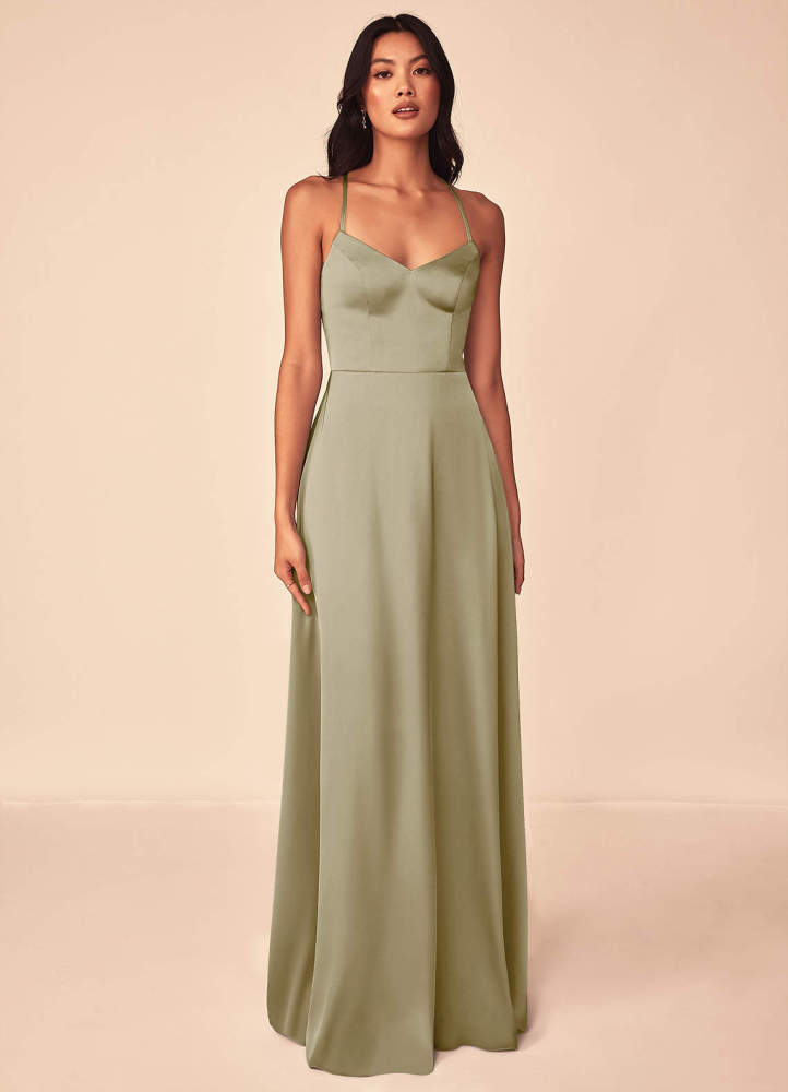 elyessen Mei Black A-Line V-Neck Stretch Satin Dress 1