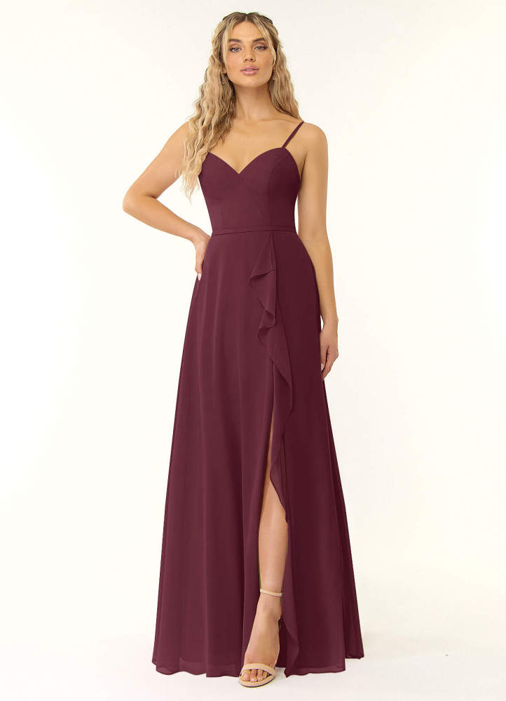 elyessen Naeem Dusty Blue A-Line V-Neck Ruffle Chiffon Dress 6