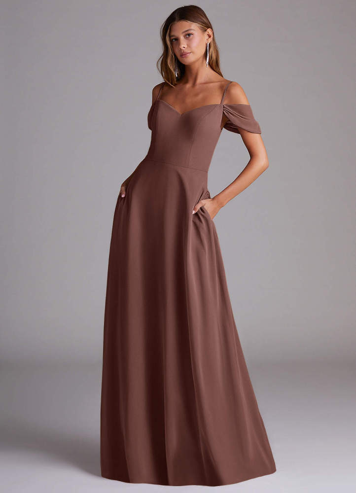 elyessen Marley Dusty Blue A-Line Off the Shoulder Chiffon Convertible Dress 8