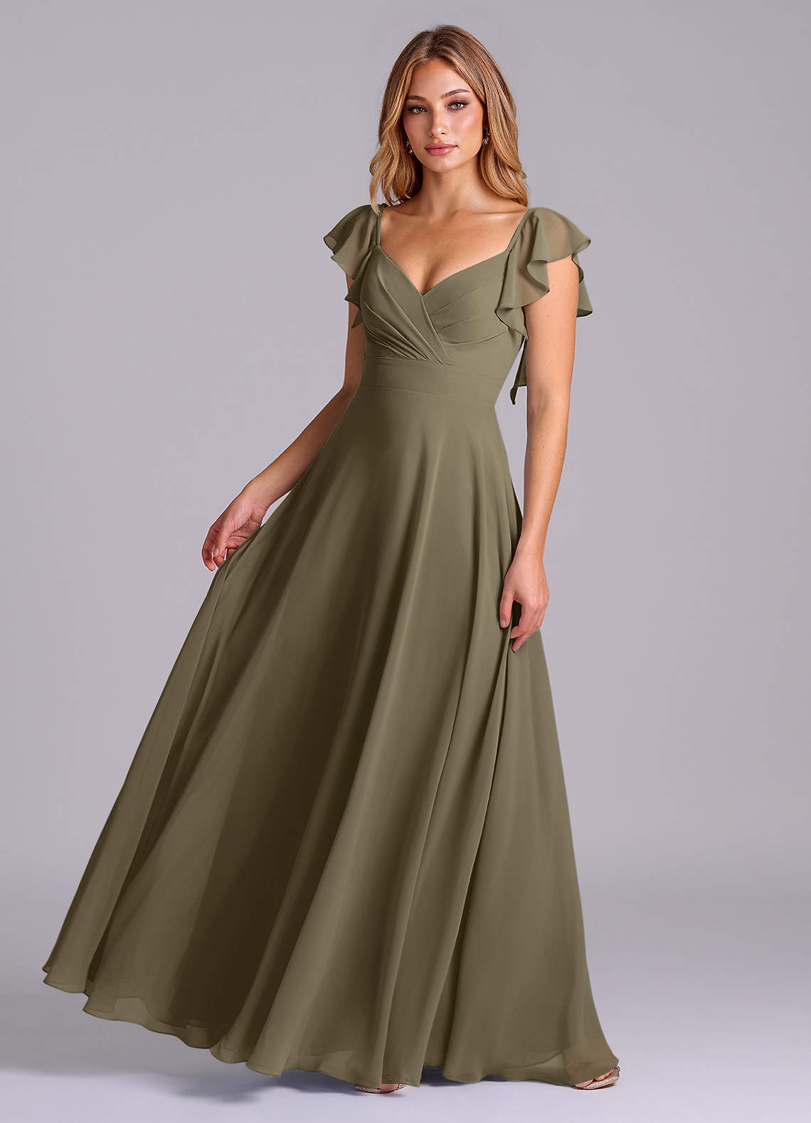 elyessen Leilani Sky Blue A-Line Pleated Chiffon Dress 2