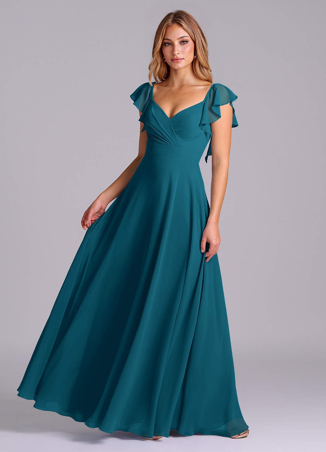 elyessen Leilani Sky Blue A-Line Pleated Chiffon Dress 3