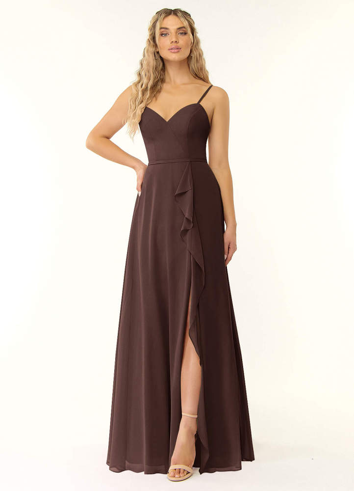 elyessen Naeem Dusty Blue A-Line V-Neck Ruffle Chiffon Dress 7