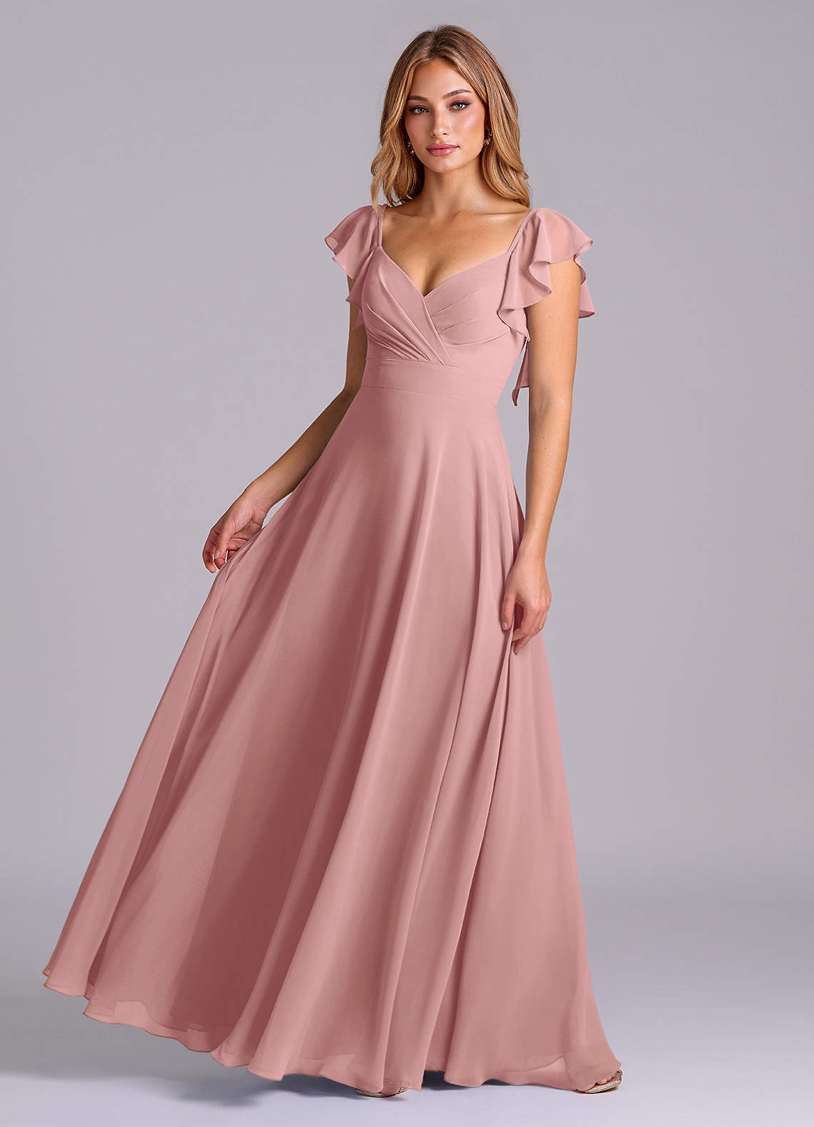 elyessen Leilani Sky Blue A-Line Pleated Chiffon Dress 4