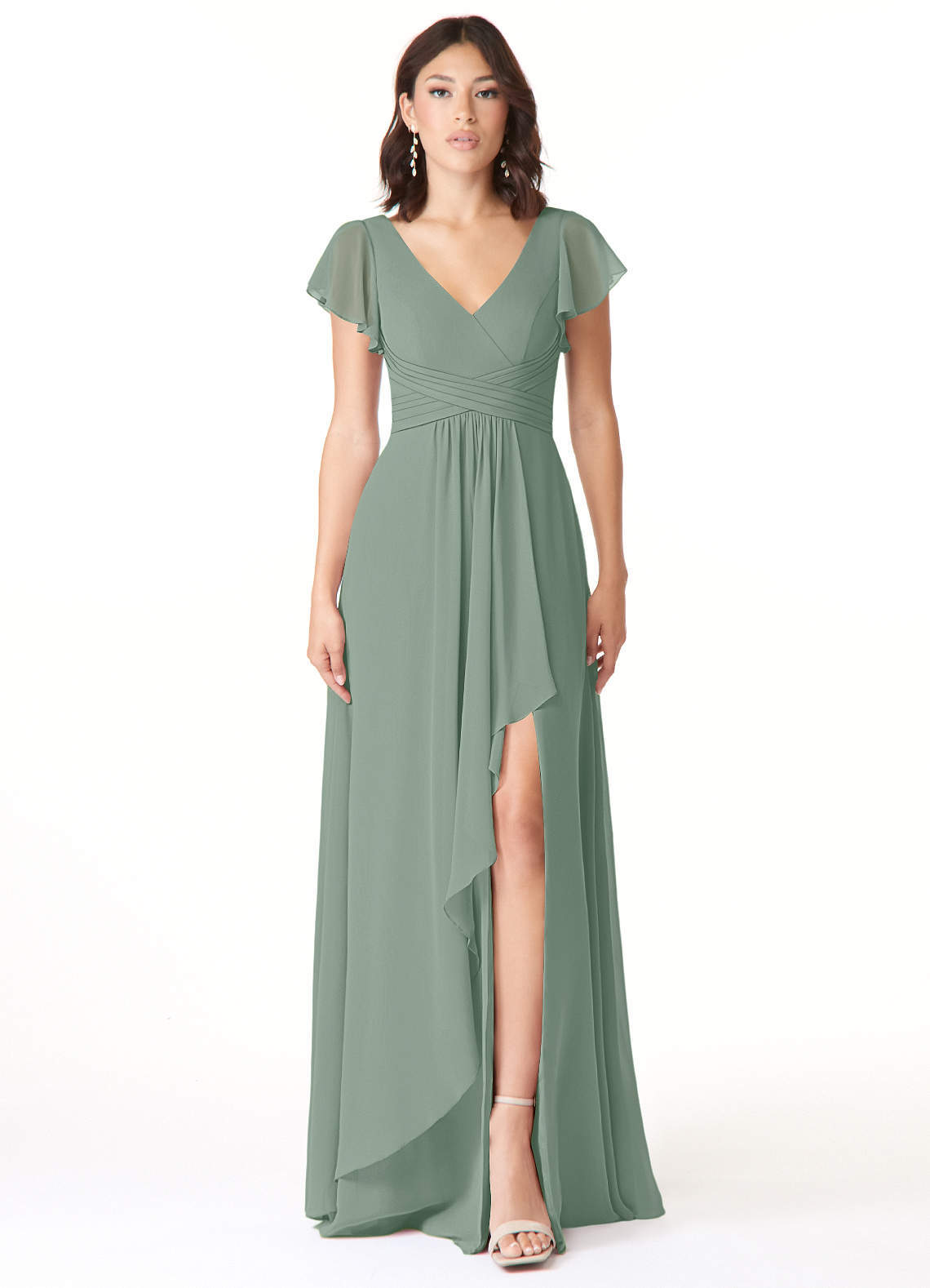 elyessen Omari Dusty Blue A-Line Chiffon Dress 1
