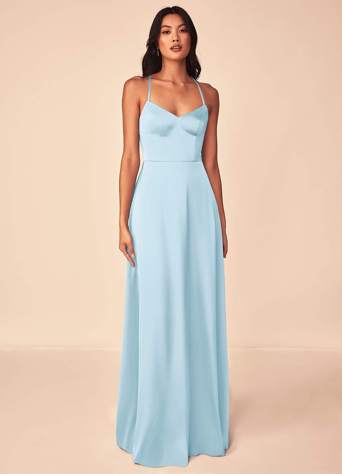 elyessen Mei Black A-Line V-Neck Stretch Satin Dress 2