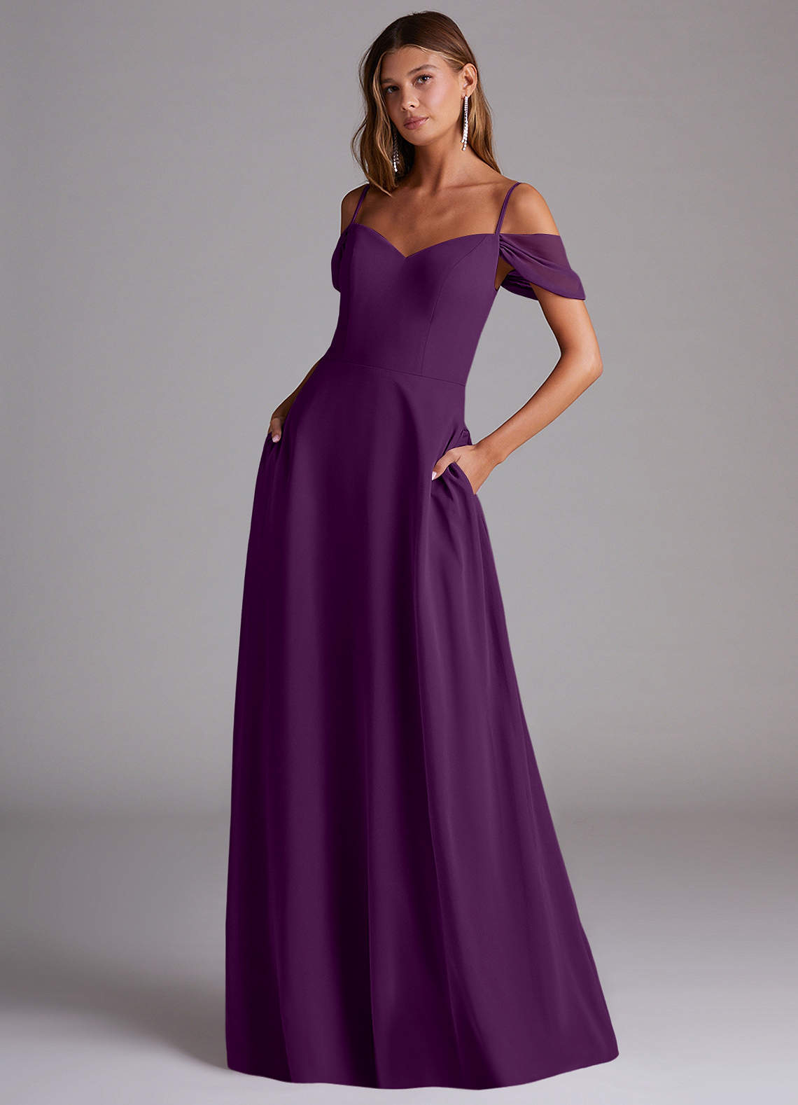 elyessen Marley Dusty Blue A-Line Off the Shoulder Chiffon Convertible Dress 5