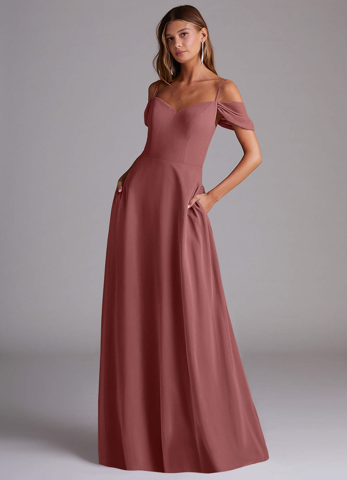 elyessen Marley Dusty Blue A-Line Off the Shoulder Chiffon Convertible Dress 5