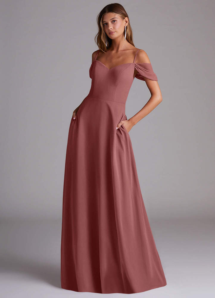 elyessen Marley Dusty Blue A-Line Off the Shoulder Chiffon Convertible Dress 5