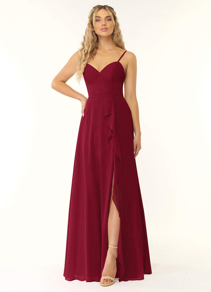 elyessen Naeem Dusty Blue A-Line V-Neck Ruffle Chiffon Dress 6