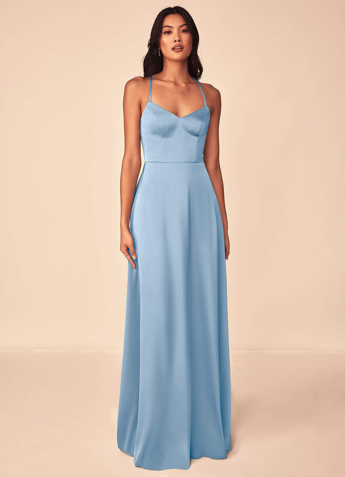 elyessen Mei Black A-Line V-Neck Stretch Satin Dress 2