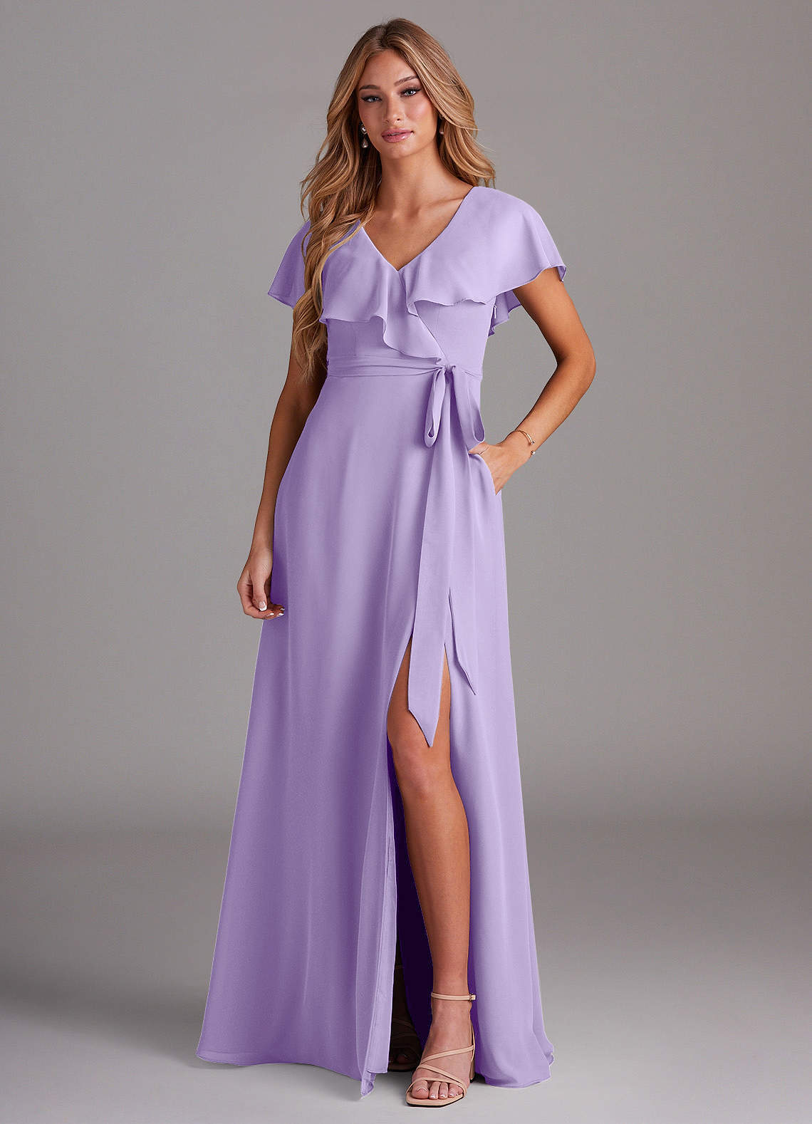elyessen Lainey Sky Blue A-Line with Pockets Chiffon Dress 5
