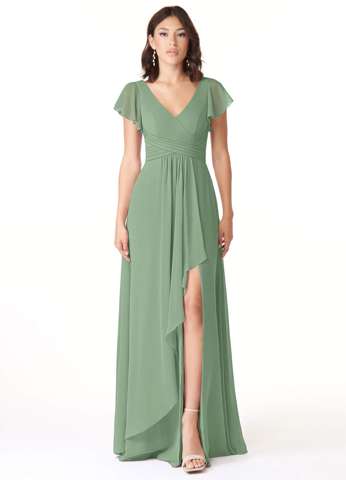 elyessen Omari Dusty Blue A-Line Chiffon Dress 1