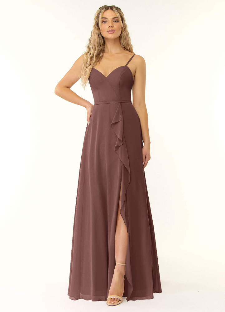 elyessen Naeem Dusty Blue A-Line V-Neck Ruffle Chiffon Dress 7