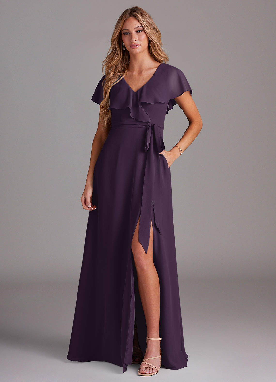 elyessen Lainey Sky Blue A-Line with Pockets Chiffon Dress 5