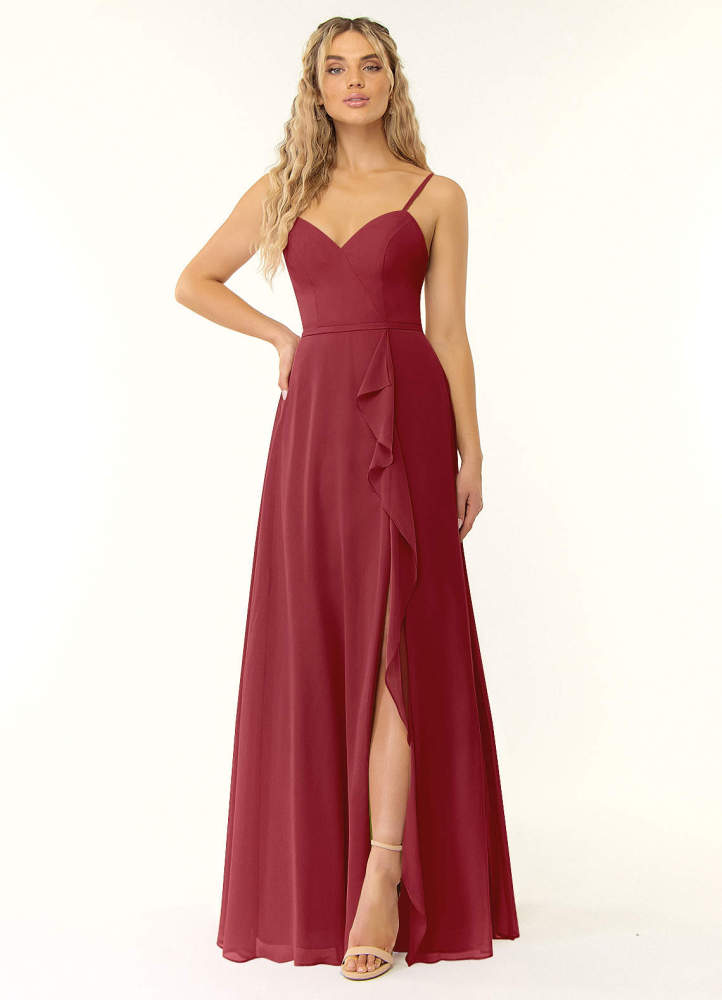 elyessen Naeem Dusty Blue A-Line V-Neck Ruffle Chiffon Dress 6