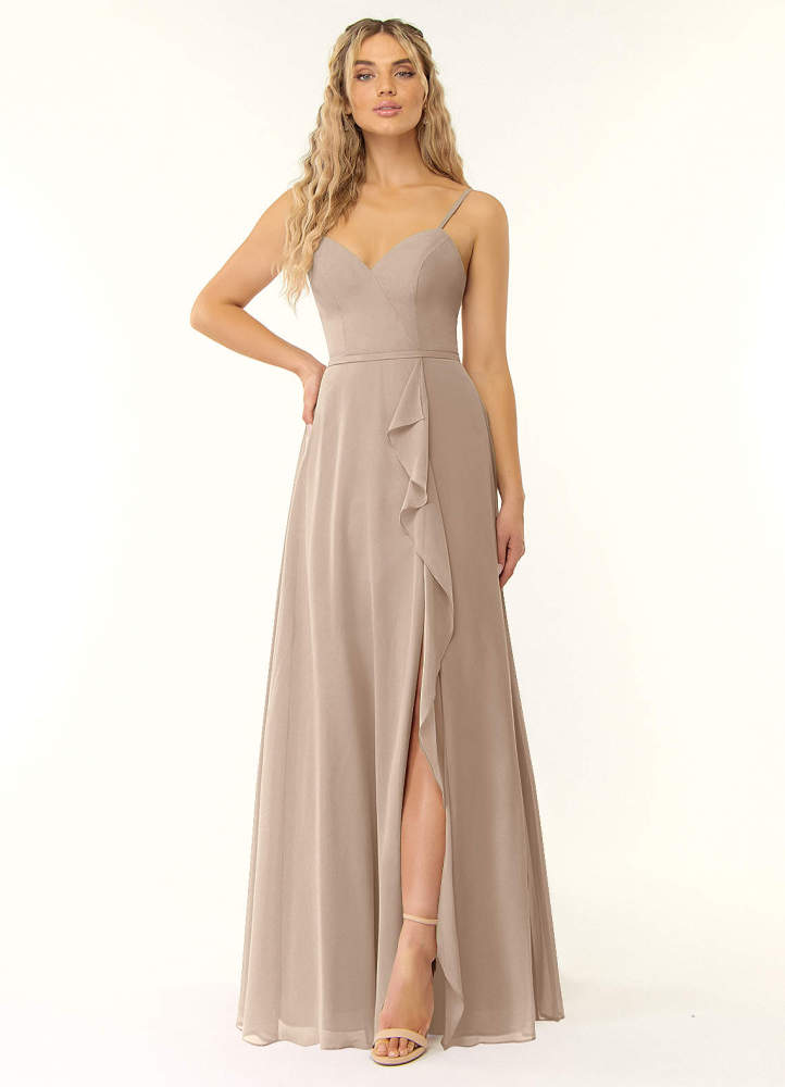 elyessen Naeem Dusty Blue A-Line V-Neck Ruffle Chiffon Dress 7