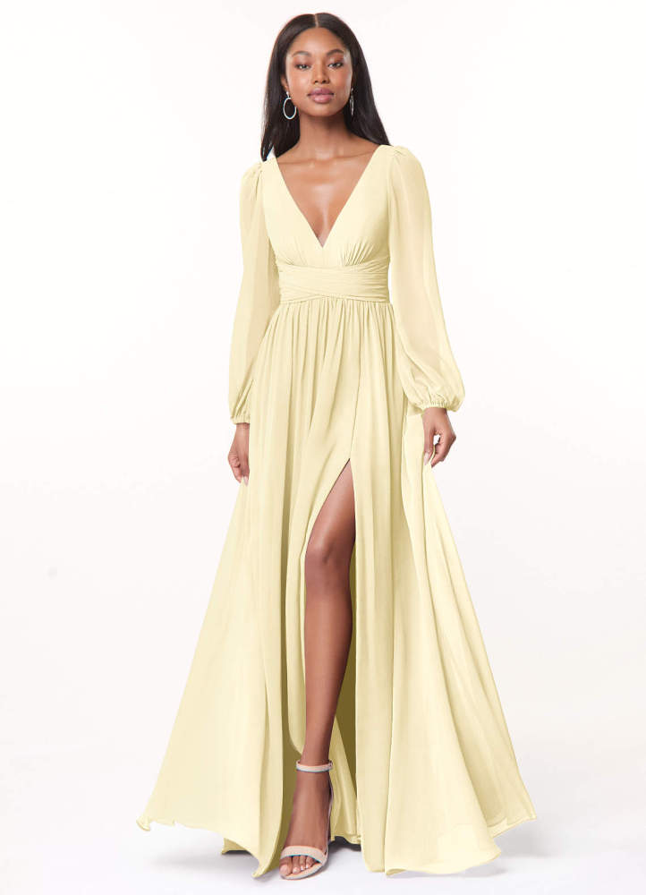elyessen Norah Eucalyptus A-Line V-Neck Long Sleeve Chiffon Dress 7