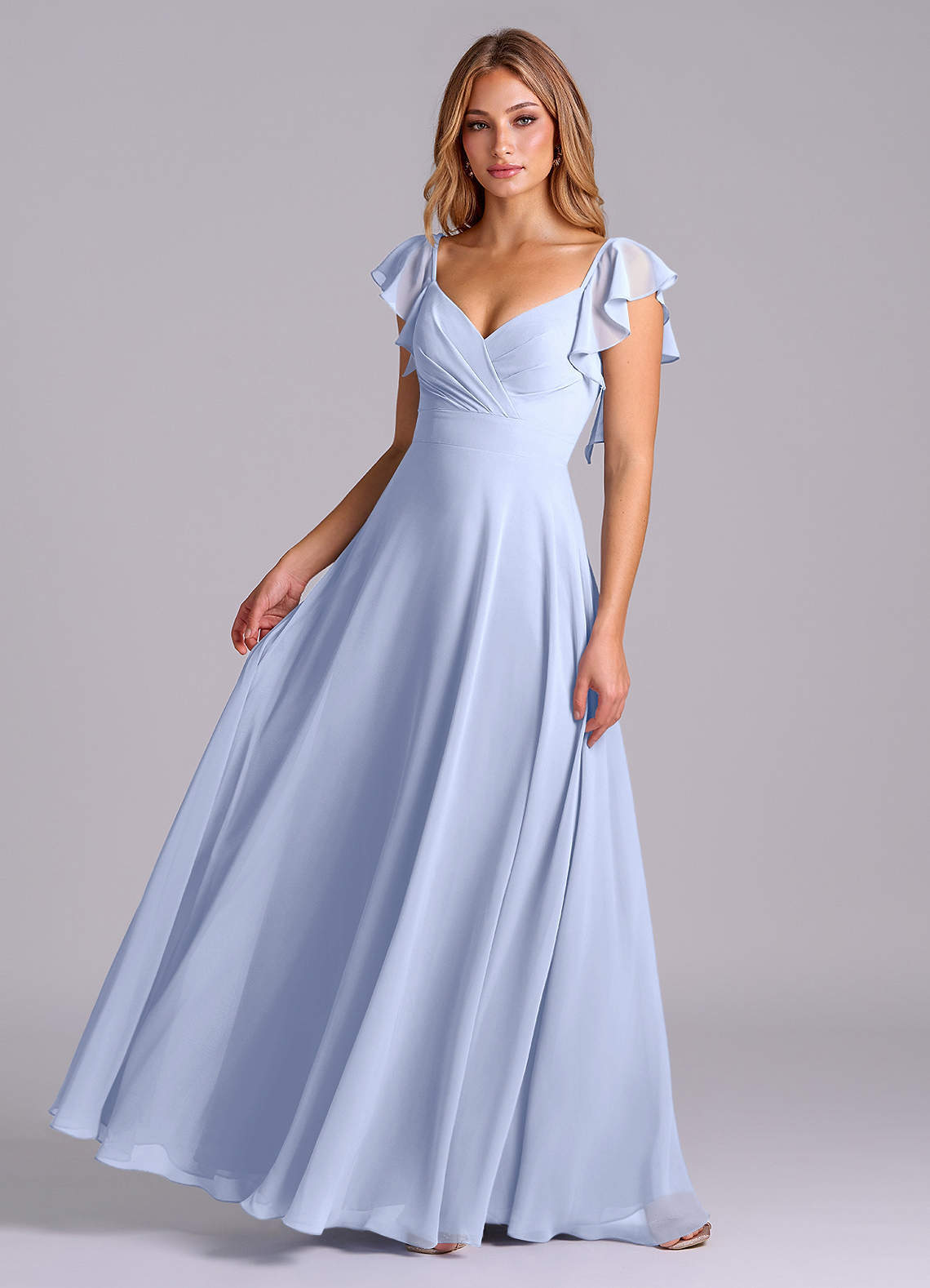 elyessen Leilani Sky Blue A-Line Pleated Chiffon Dress 2