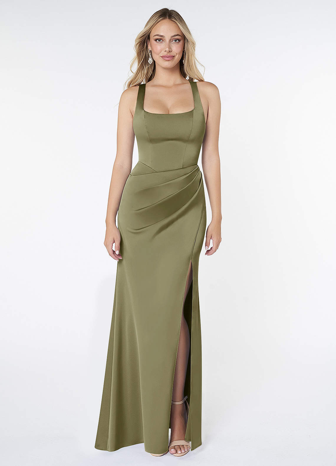 elyessen Mero Black Mermaid Pleated Stretch Satin Dress 1