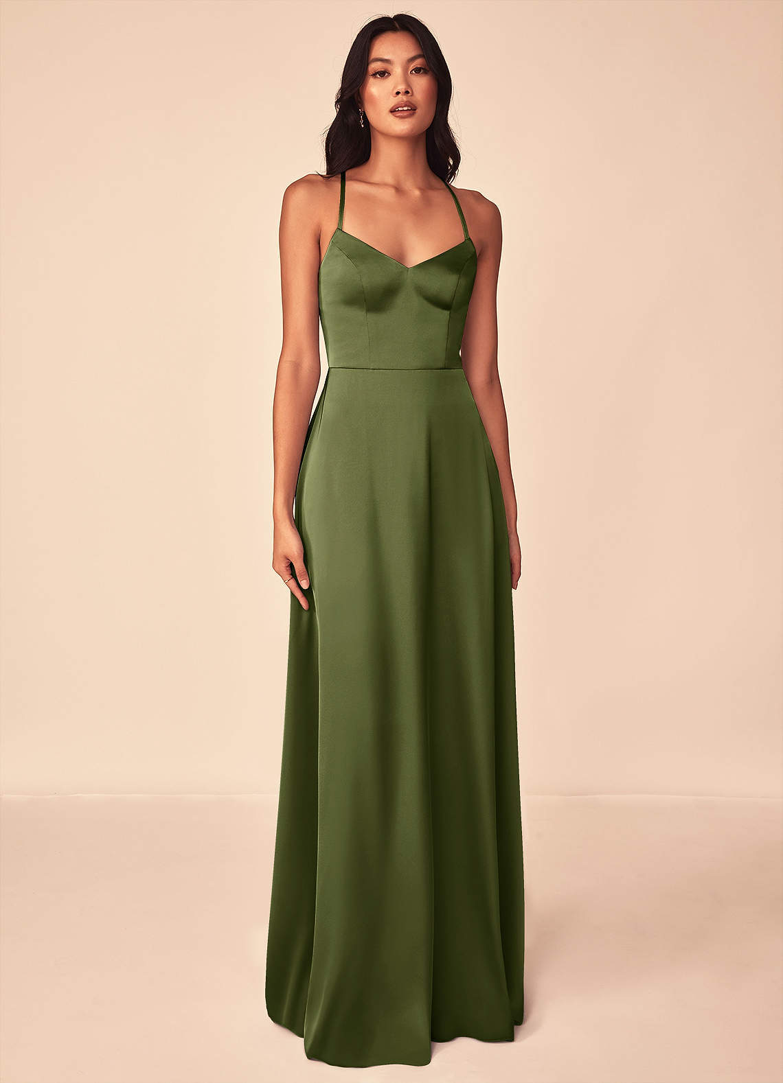 elyessen Mei Black A-Line V-Neck Stretch Satin Dress 2
