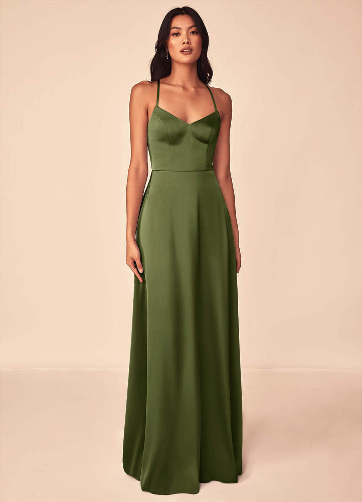 elyessen Mei Black A-Line V-Neck Stretch Satin Dress 2