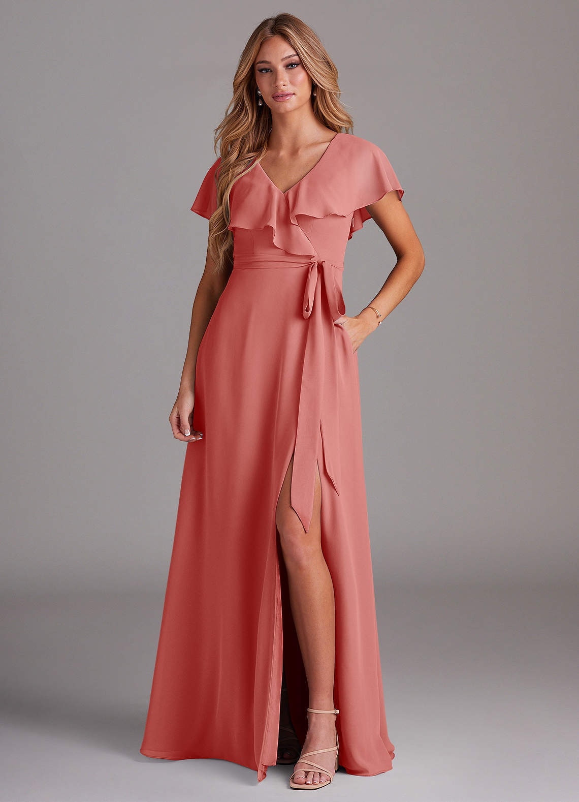 elyessen Lainey Sky Blue A-Line with Pockets Chiffon Dress 4