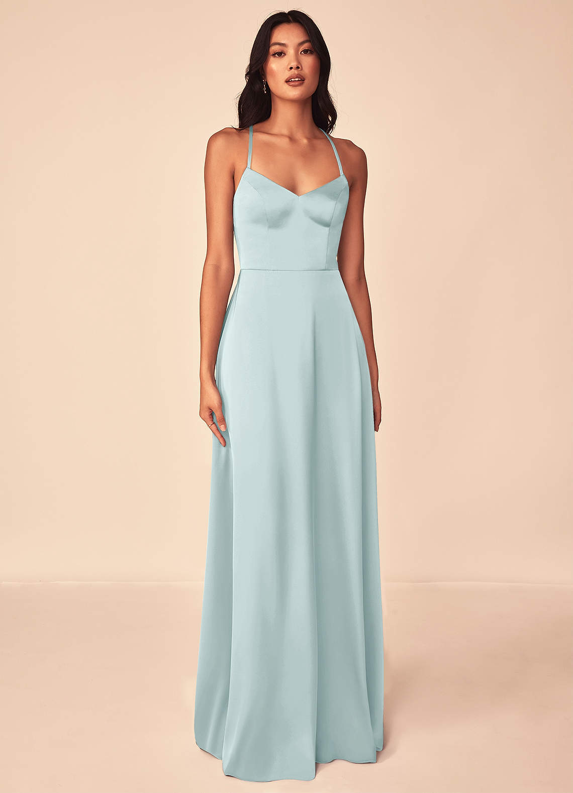 elyessen Mei Black A-Line V-Neck Stretch Satin Dress 2