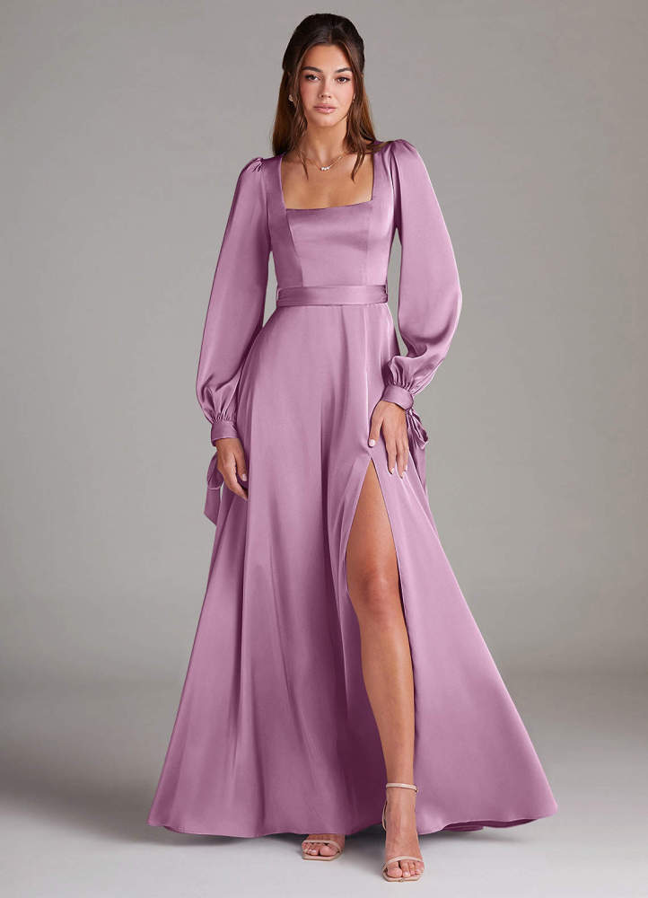 elyessen Leonia Black A-Line Long Sleeve Stretch Satin Dress 5