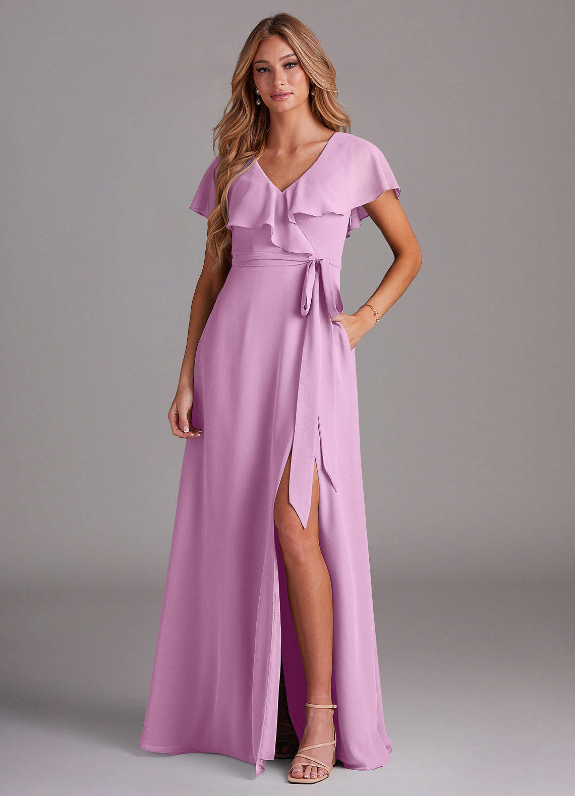 elyessen Lainey Sky Blue A-Line with Pockets Chiffon Dress 4