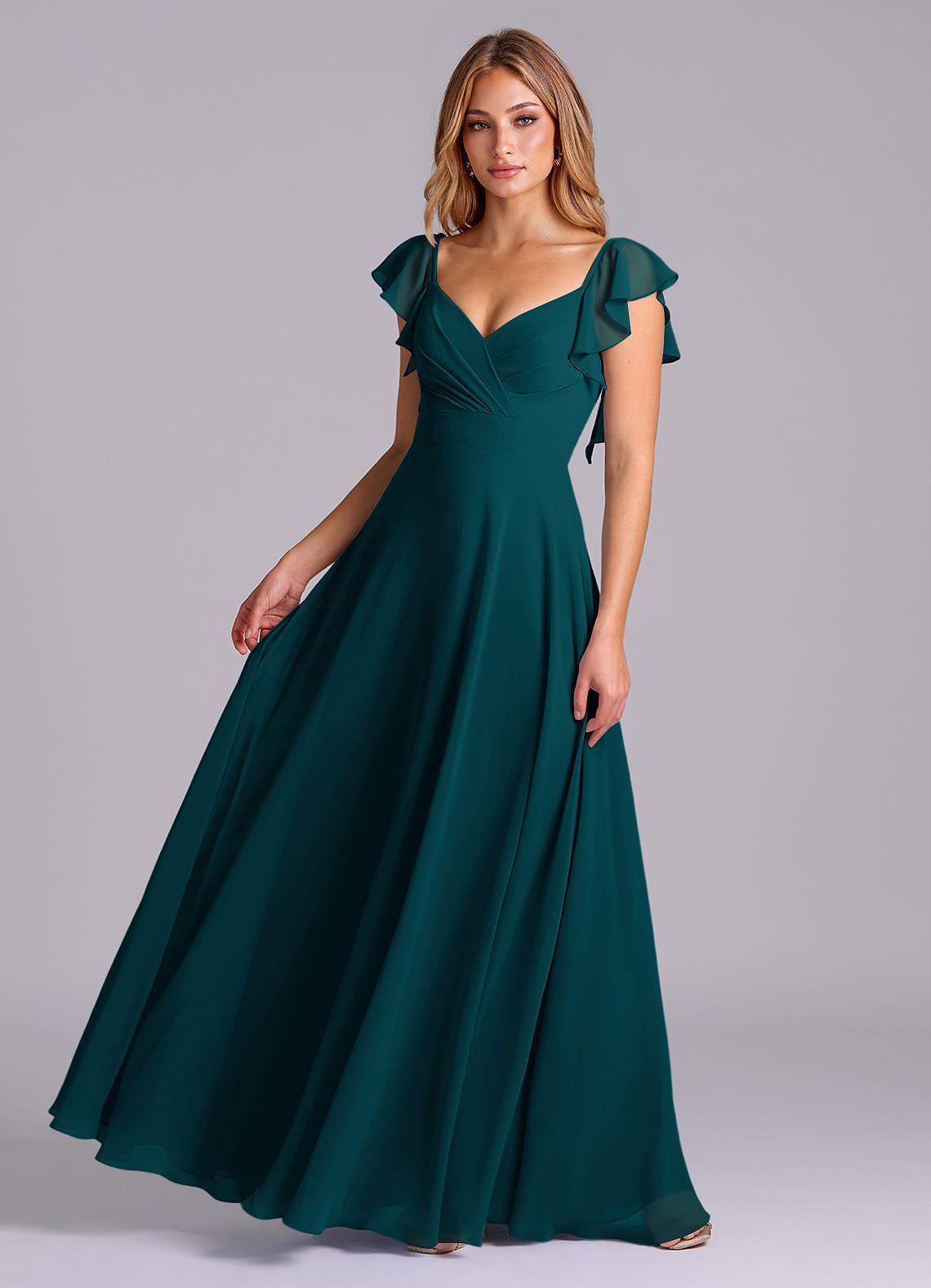 elyessen Leilani Sky Blue A-Line Pleated Chiffon Dress 2