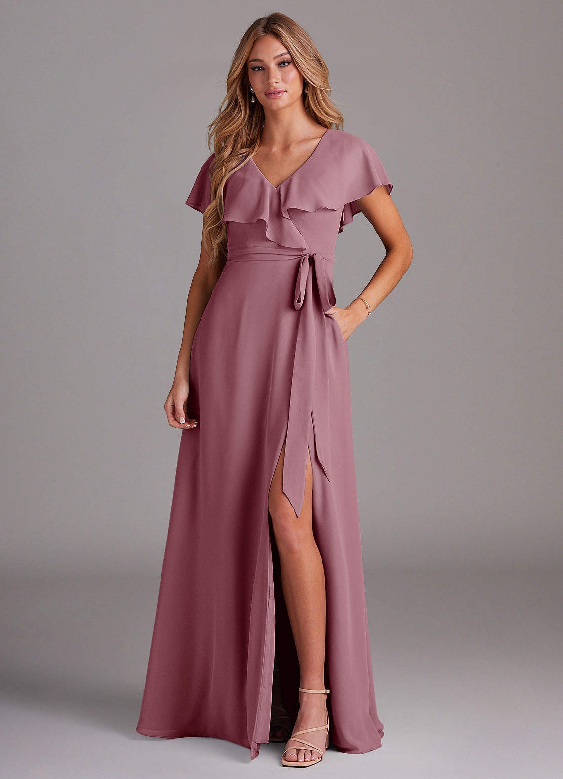 elyessen Lainey Sky Blue A-Line with Pockets Chiffon Dress 5