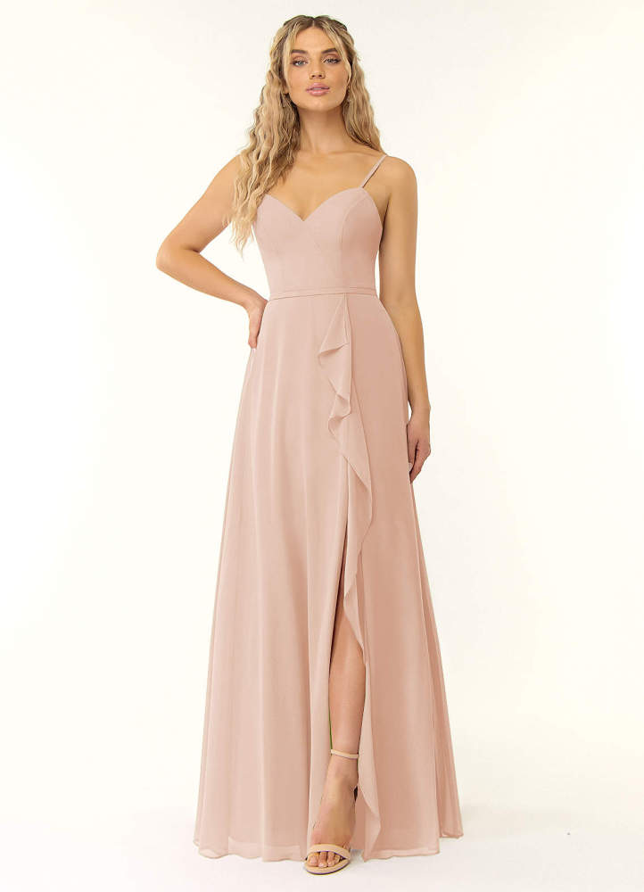 elyessen Naeem Dusty Blue A-Line V-Neck Ruffle Chiffon Dress 4